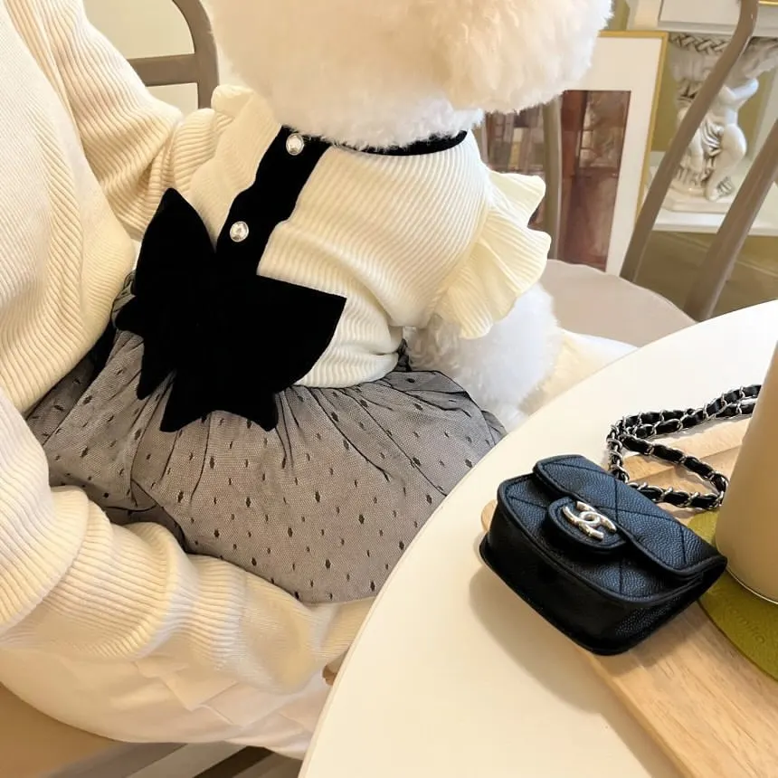 New Retro Pet Skirt Couple Style Pet Dog Clothing Vest Summer Kitten Cute Bow Skirt Clothing Teddy Cool Breathable Tops