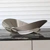 Wood Grain Metal Irregular Winding Fruit Tray, Geometric Art Stainless Steel Tray, Dining Table Decoration Storage Tray 5