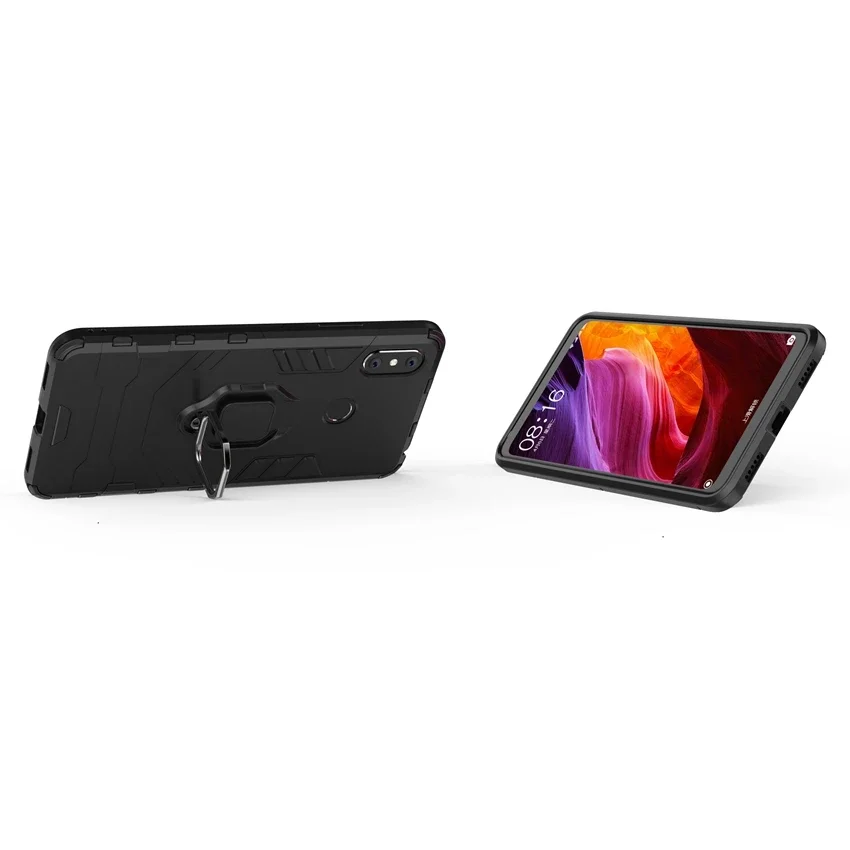 Hybrid Shockproof Case with Magnetic Car Holder and Kickstand in Soft Bumper Design