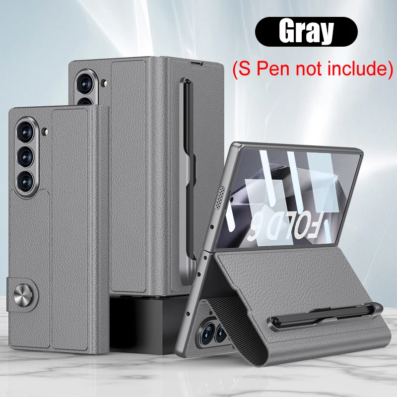 Custodia Flip Cover in Pelle di Lusso per Samsung Galaxy Z Fold 6 con Slot per Penna Pellicola Protettiva in Vetro per Schermo_voghion.com