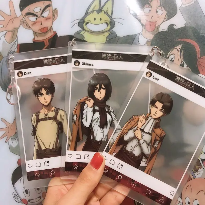 

Attack on Titan Anime Card Mikasa Ackerman Levi Eren Jaeger Cartoon Transparent Photo Prop Collection Shoot Accessories Supplies