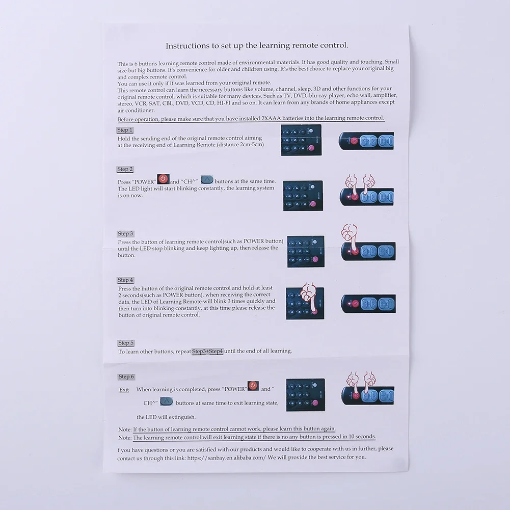 Universal Television Learning Remote Control for TV STB DVD DVB HIFI Professional 6-Key Learning Switch Gadgets TV Accessories