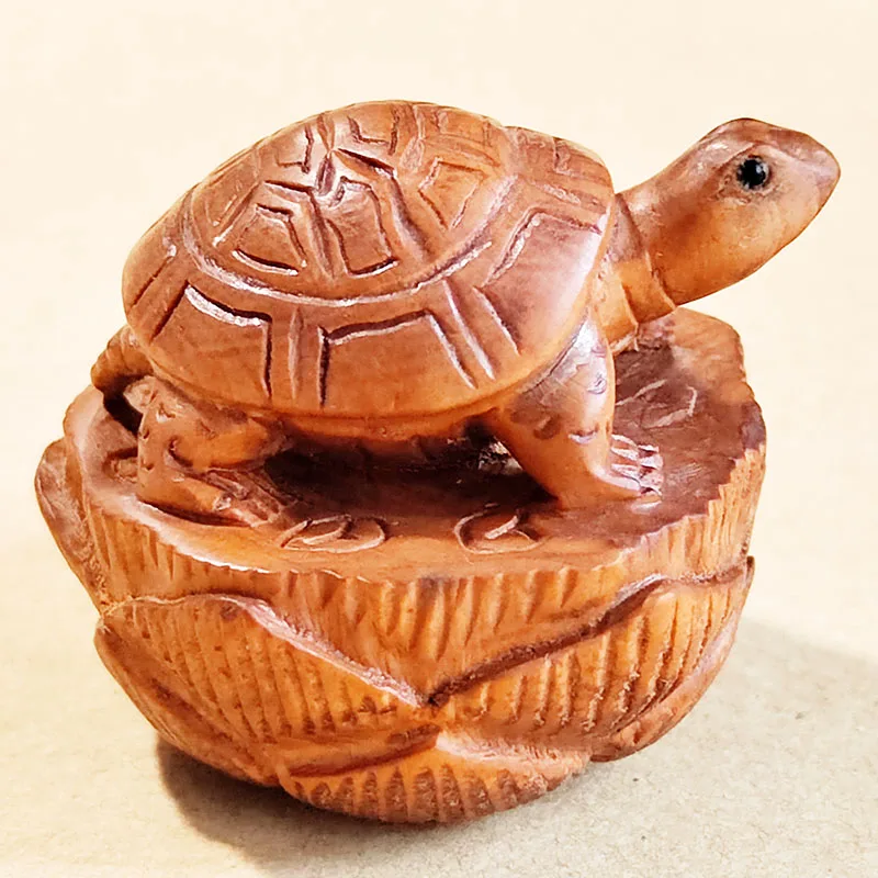 

Q4852-1,6 "фигурка резьбы вручную из бокса и сетки-черепаха на лотосе