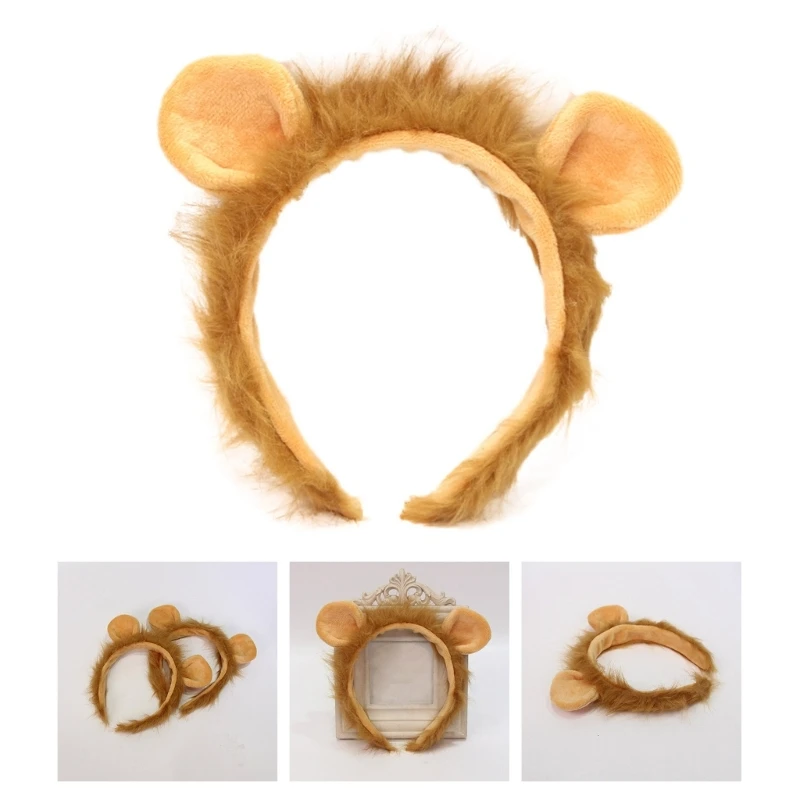 Cosplay Animes Character Headband Plush  Lion Ear Shape Hair Hoop for Girls DropShip lion toy plush brown xxl