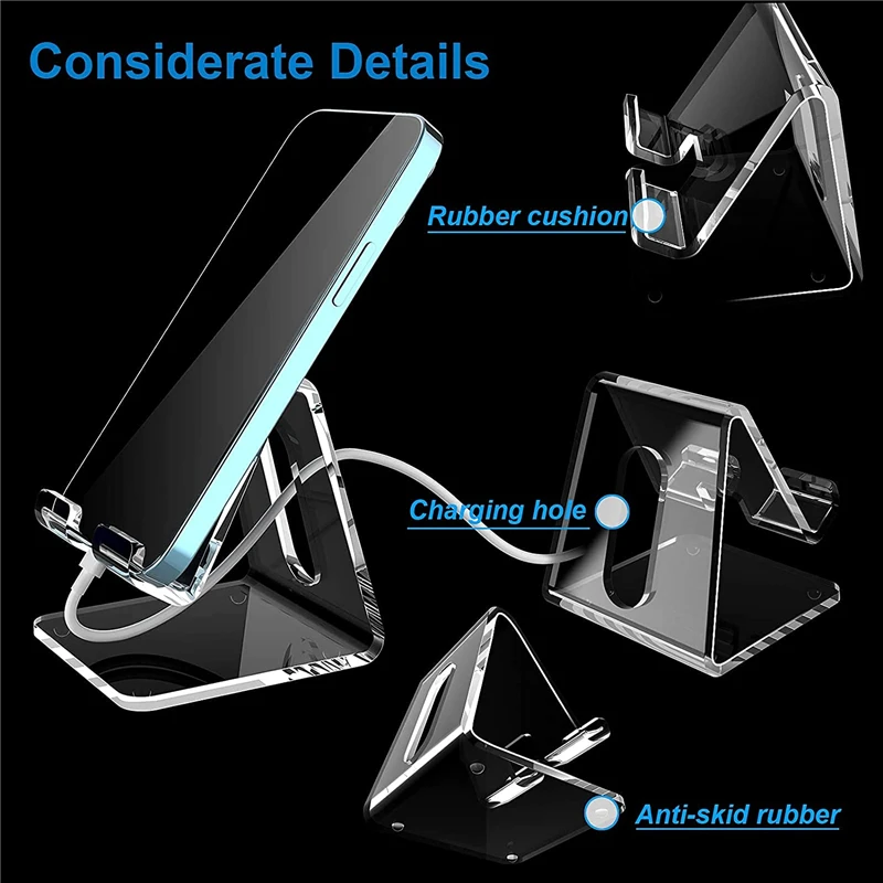 Desktop Phone Holder Desktop Tablet Stand Bracket Mobile Phone Stand Clear Acrylic Plastic Mount For iPad iPhone Huawei Bracket