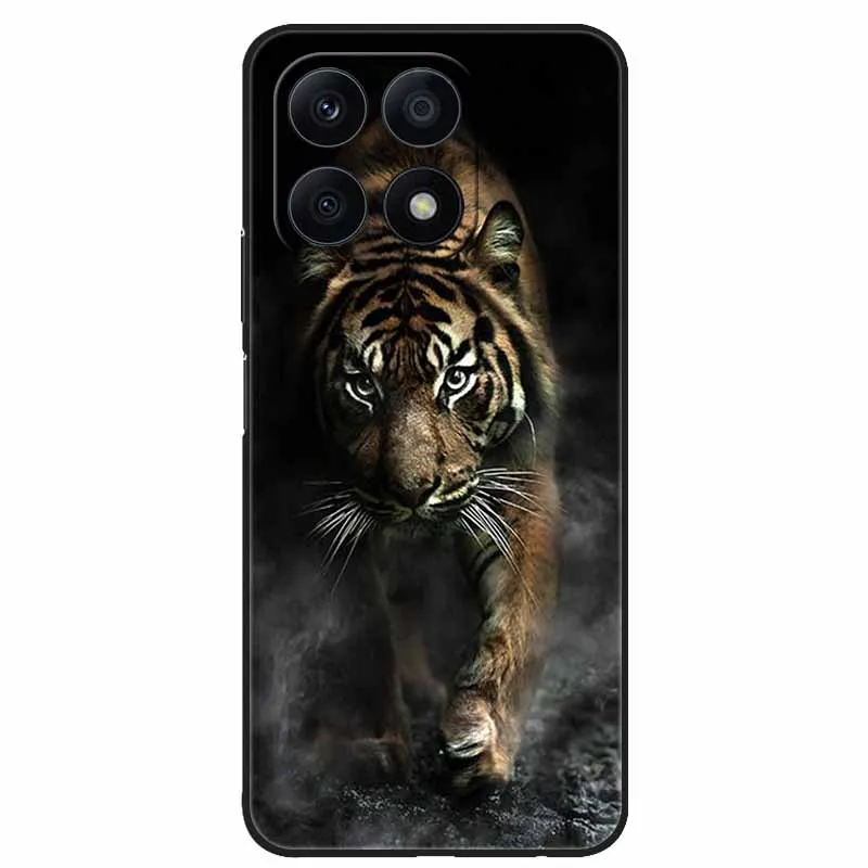 Cool Black Soft TPU Phone Case with Wolf and Lion Design - Durable Back Cover