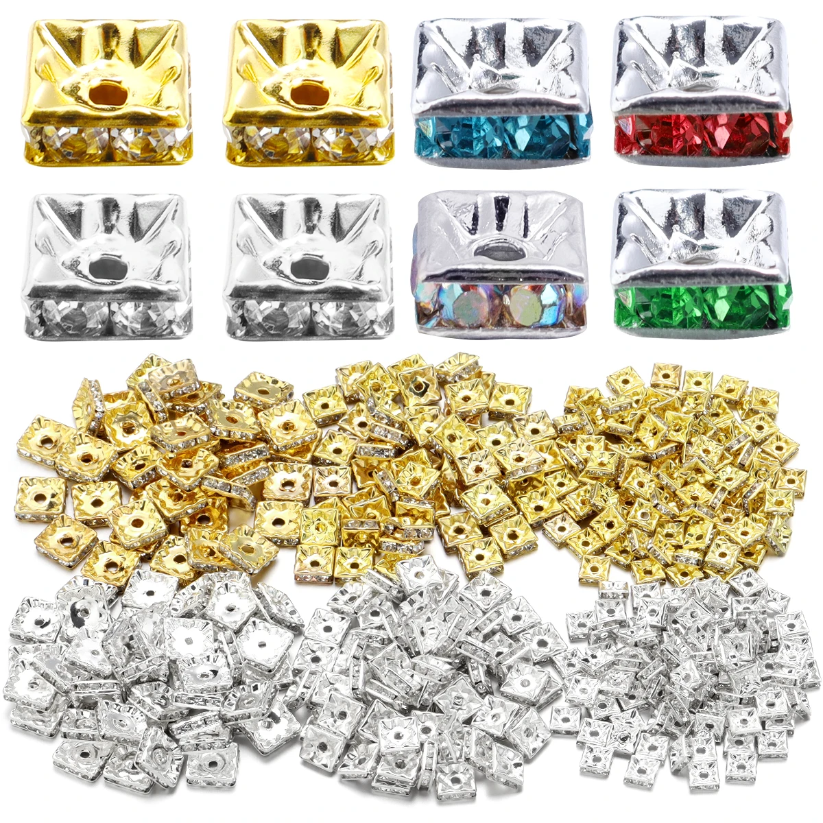30 teile/los 6/8mm Strass Rondelle Kristall Quadrat Lose Spacer Perlen für Schmuck DIY Machen Armband Halskette Zubehör
