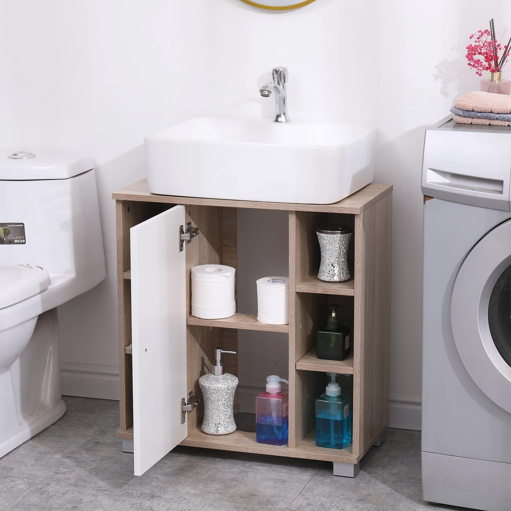 Dropship Pedestal Sink Storage Cabinet, Under Sink Cabinet With