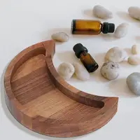 Eid Mubarak Moon Shape Wooden Tray Tableware Dessert Dish Jewelry Plate Crystal Display Holder Ramadan Party Supplies 1