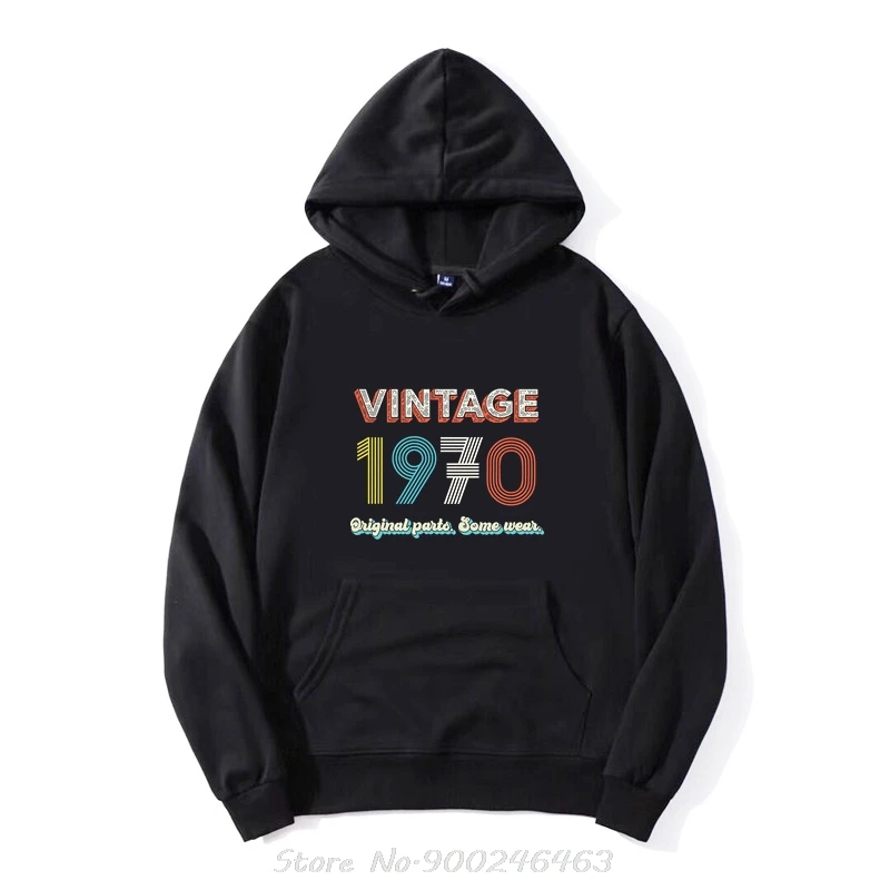 Geburtstags geschenk Vintage Original teile Vintage Retro 70er Jahre Schriftarten Hoodie Männer Baumwolle weich cool Pullover Hoody Harajuku Sweatshirt