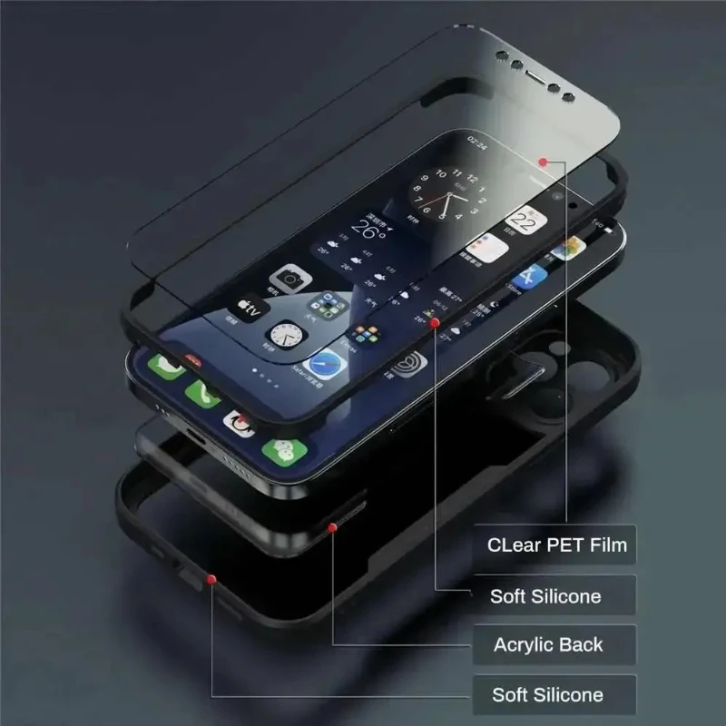 Custodia per telefono trasparente anteriore + posteriore per tutto il corpo 360 per iPhone 16 16E 15 14 13 11 12 Pro Max XS X XR 7 8 Plus Cover antiurto in silicone - immagine 6