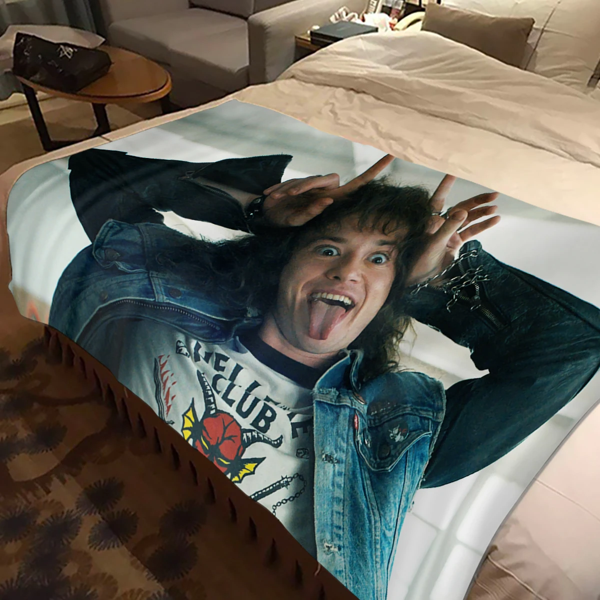 Eddie Munson Stranger Things Portable Warm Throw Blankets For Bedding