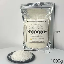 Natural Soy Wax Flakes for DIY Handmade Scented Candles - Additive - Free Raw Material Kit (1000g)
