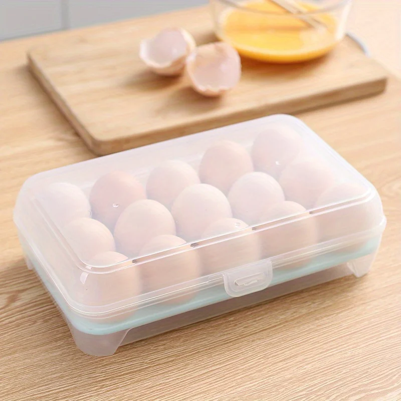 15-grids Egg Storage Box Kitchen Refrigerator Eggs Preservation Box Portable Plastic Household Outdoor Picnic Egg Storage Box
