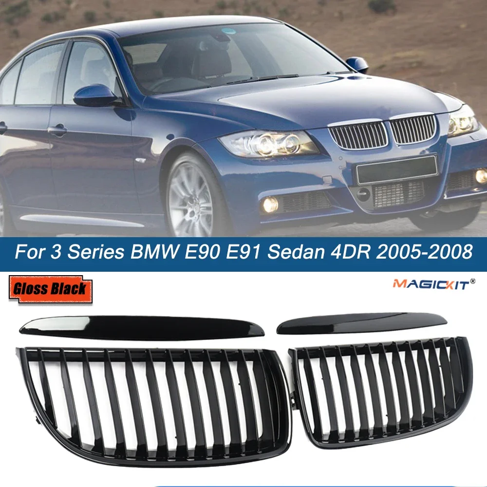 

Решетки радиатора MagicKit для BMW 3 серии E90 E91 Седан 2005-2008 глянцевый черный Передний гриль для почек автомобильные аксессуары