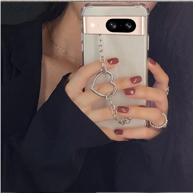 Clear Transparent Wrist Strap Case with Love Heart Bracelet - Soft Cover