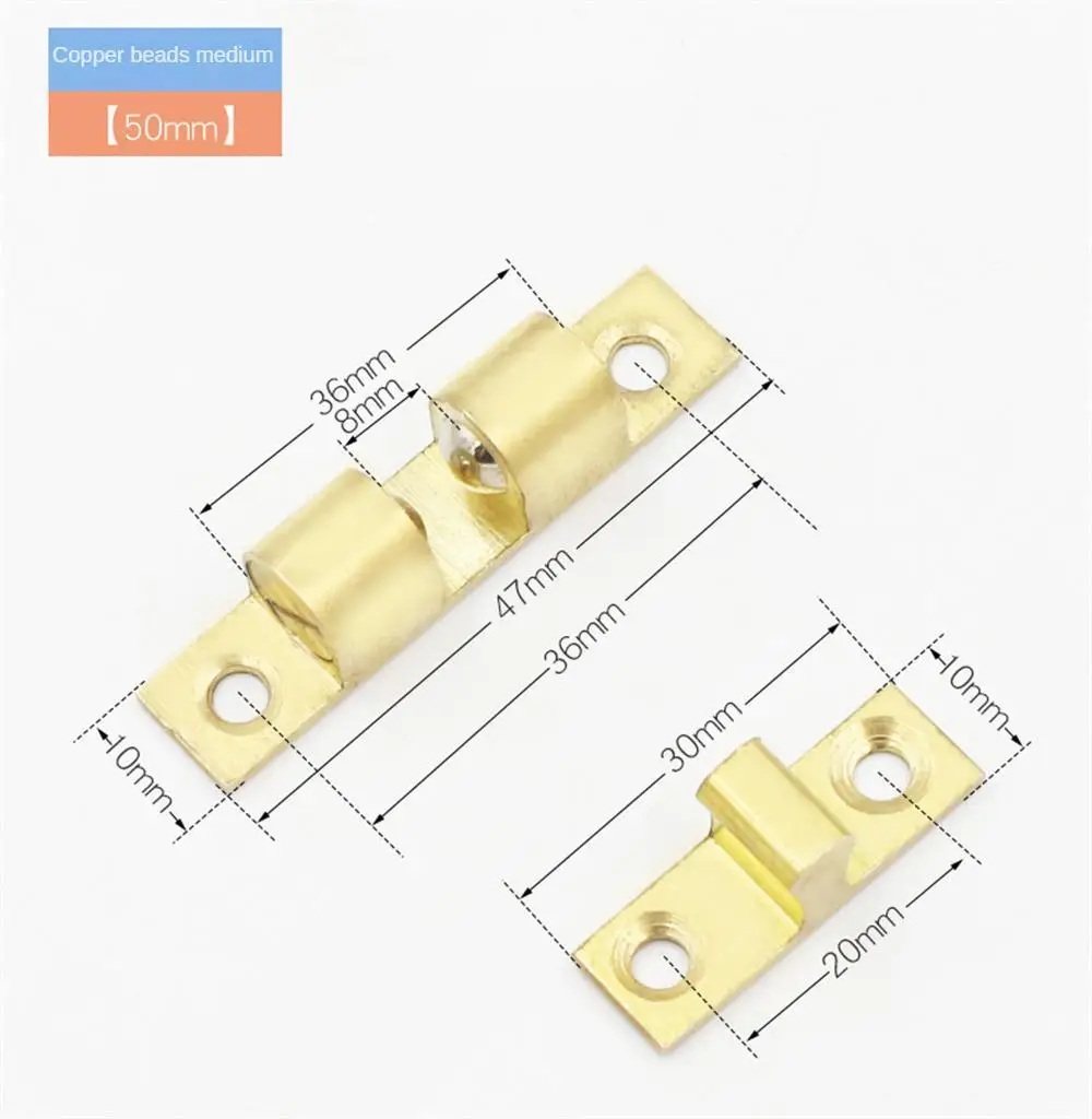 Description Picture 2 of itemCabinet Door Catch Solid Brass Adjustable Spring Ball Furniture Door Closer with Free Screws 40mm/50mm/60mm/70mm