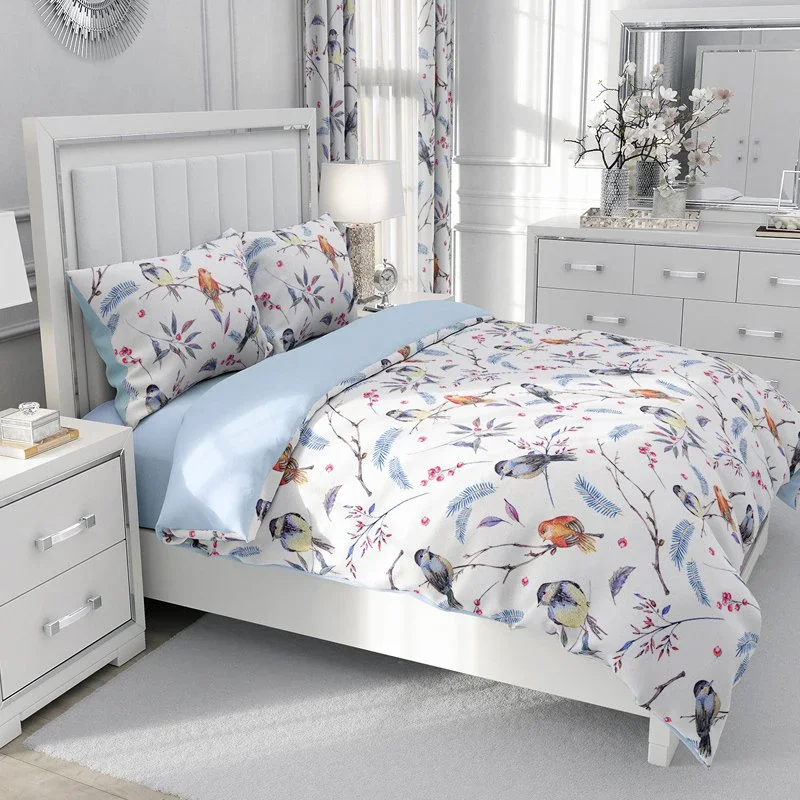 

Blue Bedding Set Single Double King,Duvet Cover Set With Pillowcases,Quilt/Blanket Cover Set Bedclothes Nordic style bird