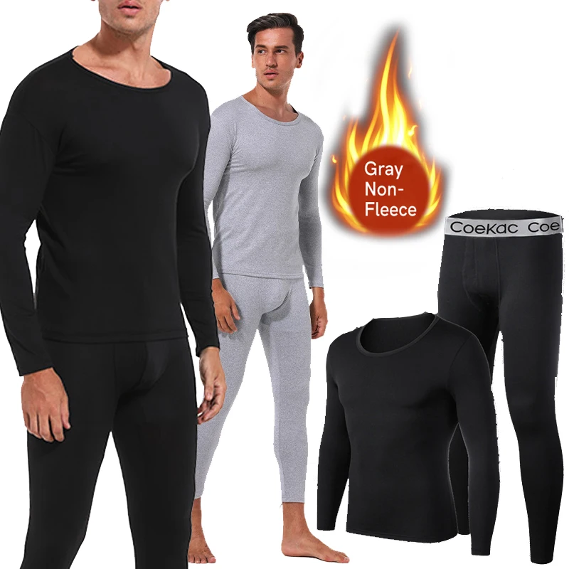 Long-Johns-Thermal-Underwear-for-Men-Fleece-Lined-Base-Layer-Set-for ...