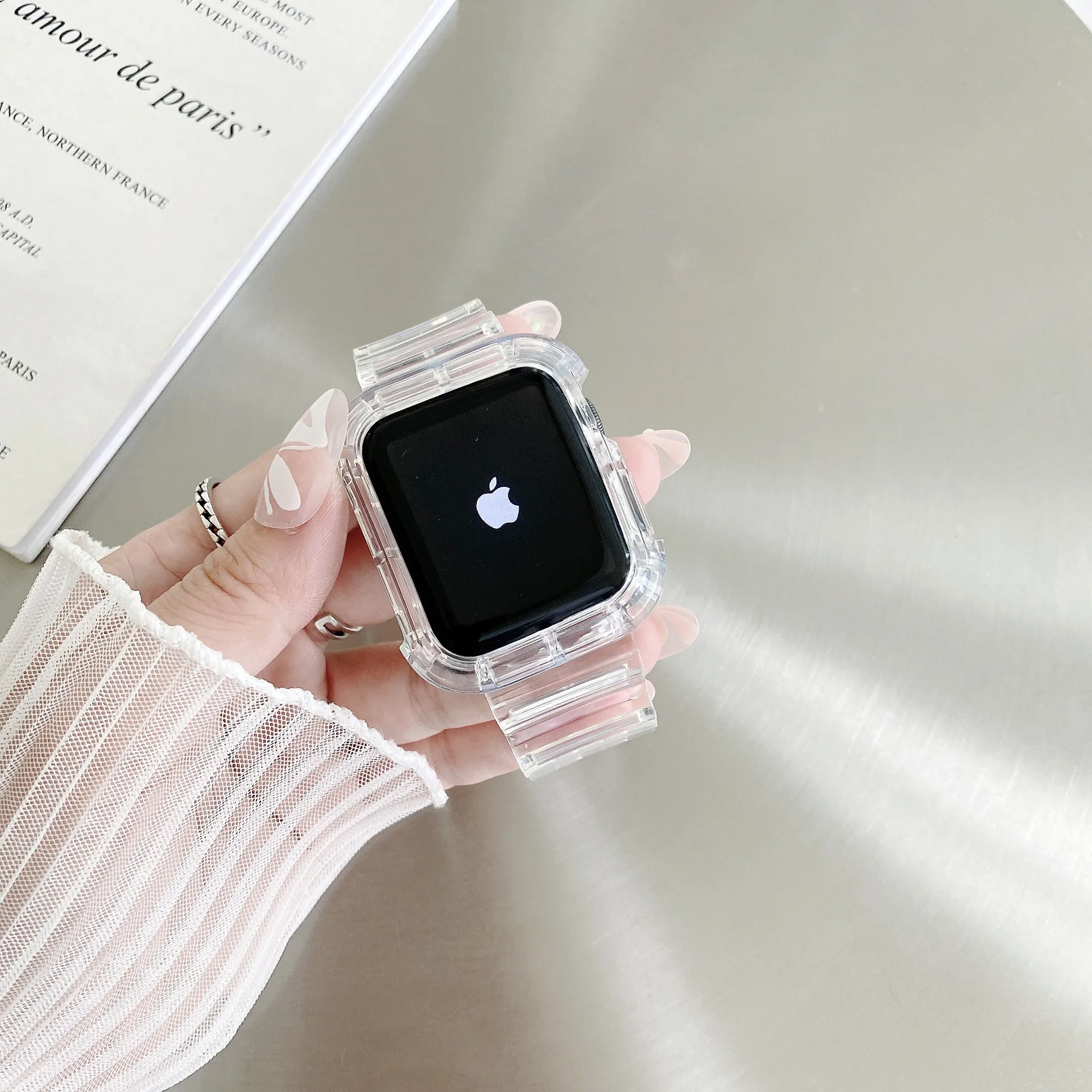 Чехол и ремешок для Apple Watch Band Блестящий 40 мм 44 42 38 аксессуары силиконовый