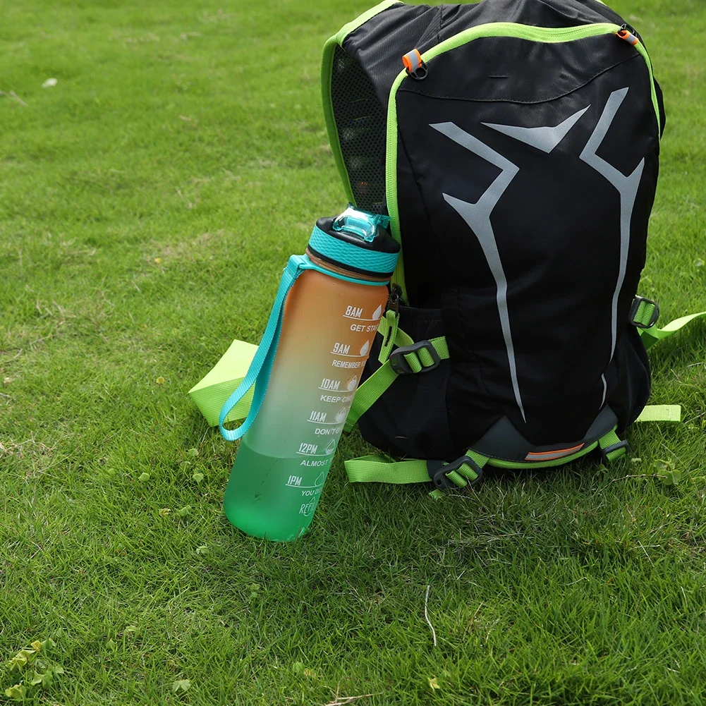 1000ml Outdoor Sports Bottle with Time Scale Outdoor Gradient Color Drinking Bottle Portable Fitness Straw Mug Drinking Cup