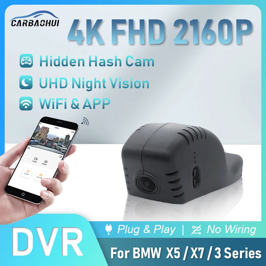 

4K 2160P Car DVR Dash Cam Camera UHD Night Vision WiFi Driving Video Recorder For BMW X5/X7/3 Series,Plug and Play 4K DashCam