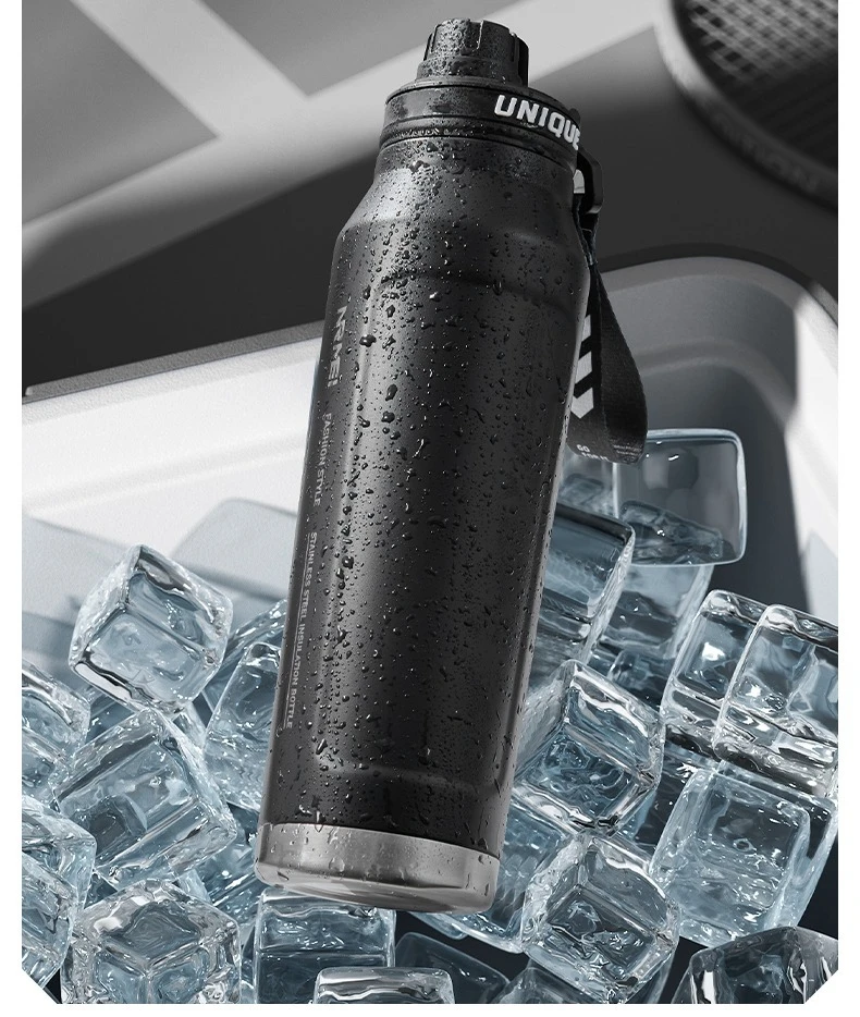 1L Isolierte Edelstahl-Flasche Thermoskanne mit Griff für Outdoor-Sport, Vakuum-Doppelwand-Trinkflasche – Detail 17