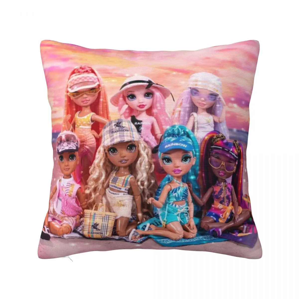 Rainbow High Pacific Coast Group Artwork Throw Pillow Decor Federa Decorativa Cuscino Personalizzato Foto