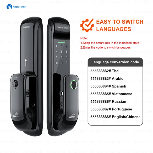 SmarDeer Electronic Lock for Tuya smart lock with Biometric Fingerprint Lock 5-in-1 keyless entry Digit Lock with Code - Image 4