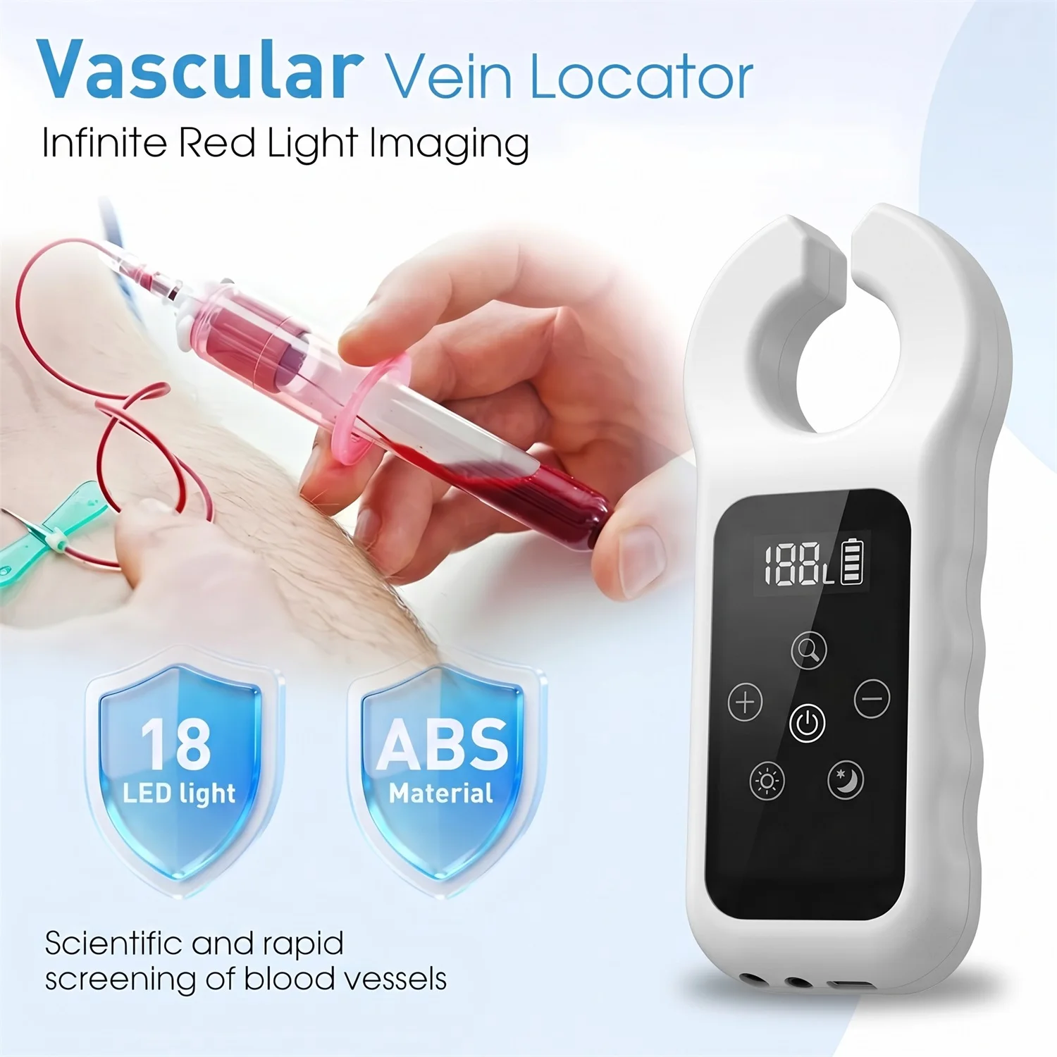 Scanner a infrarossi per vene mediche, rilevatore di vene a LED, dispositivo portatile per la localizzazione dei vasi sanguigni, dispositivo per la ricerca delle vene con display touch screen - immagine 5