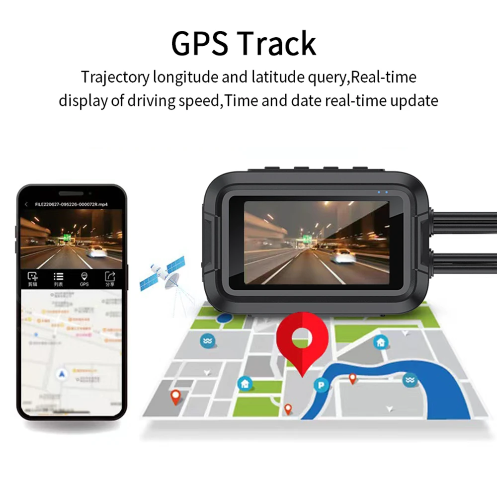 Caméra Action WiFi GPS 4K 128Go avec accessoires, posée sur un rocher avec vue panoramique.