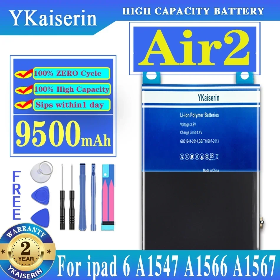 Batteria da 9500 mAh per Apple iPad 6 Air 2 A1566/A1567/A1547 Tablet ai polimeri di litio Bateria IPad6 Air2 Batterie + codice traccia