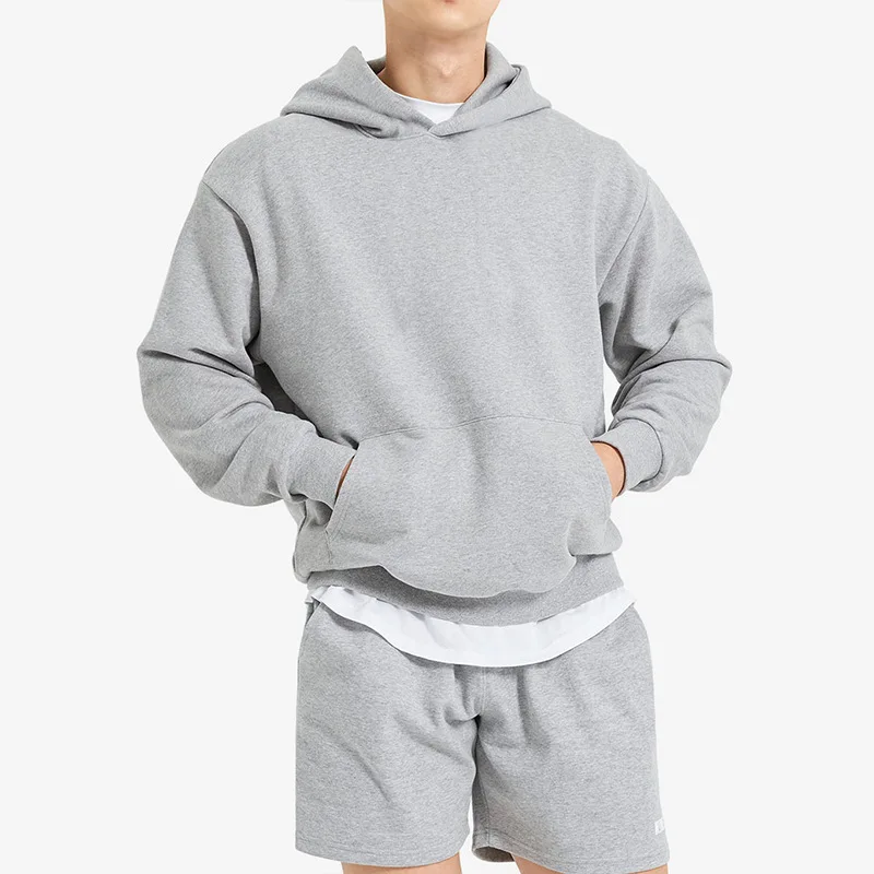 2024 European and American New Terry Solid Sport Shoulder Drop Hong Kong Style Trendy Casual Hoodie