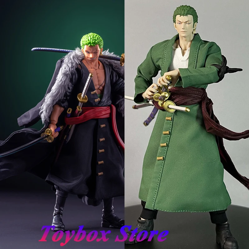 

SHF One Piece Zoro аниме экшн-Фигурка Ткань ветровка пальто меховой воротник декор зеленое кимоно комплект одежды для 6 "фигурки тела