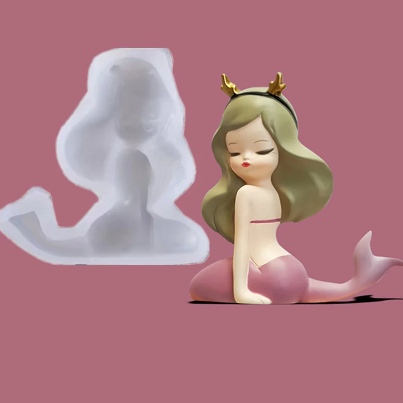 

Cute Mermaid Princess Silicone Mold Resin Kitchen Baking Tools DIY Cake Chocolate Candy Fondant Moulds Dessert Pastry Decoration