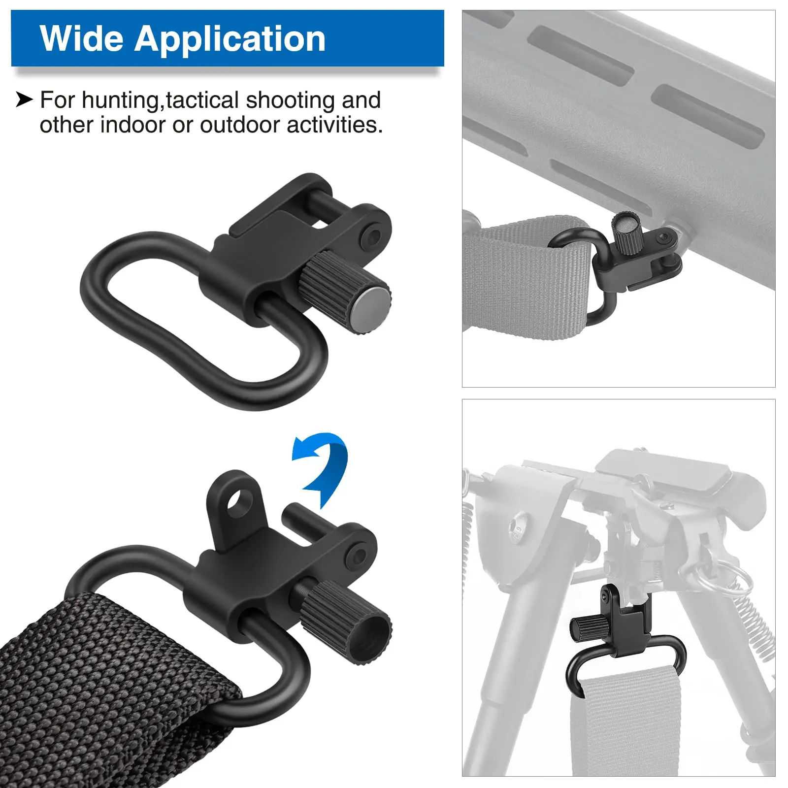 CVLIFE Sling Swivel Sling Mount, 1/1.25 inches Two Point Swivels, Quick Attach/Release Rifle Clips with Heavy Duty