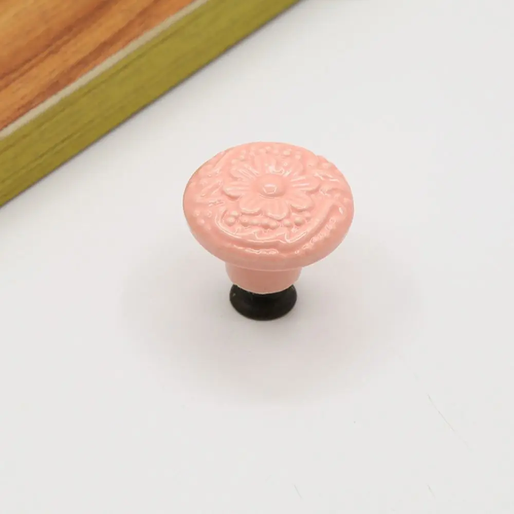 Single Hole Round Ceramic Knob Handle Flower Surface Cabinet Kitchen Door Drawer Handles Dresser Knobs Pulls Furniture Hardware furniture knobs