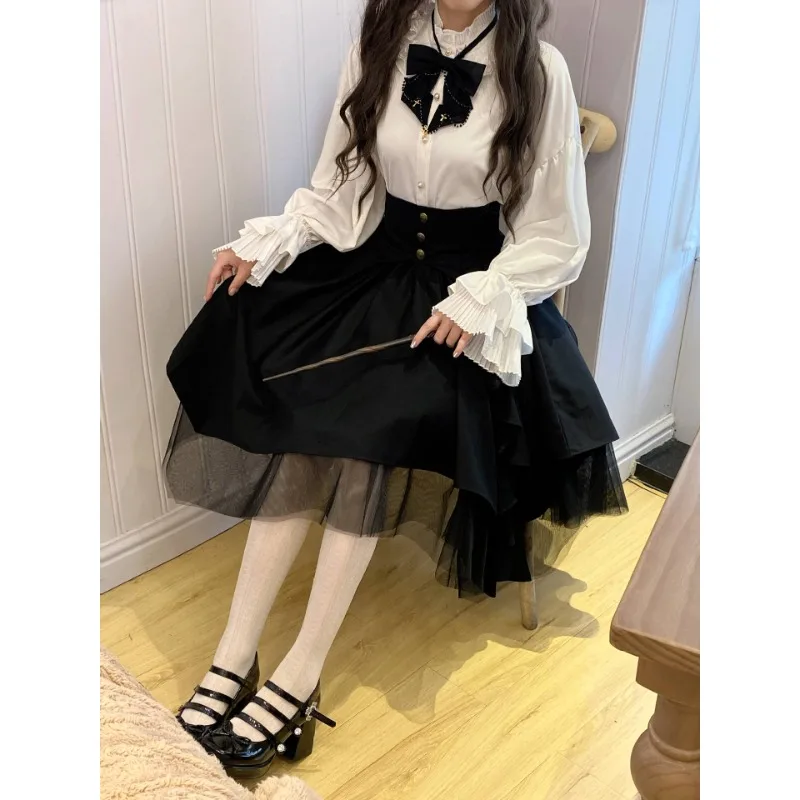 2025 Japanese & Korean Lolita Gothic Vintage Kawaii Irregular Cosplay Skirt Set 9