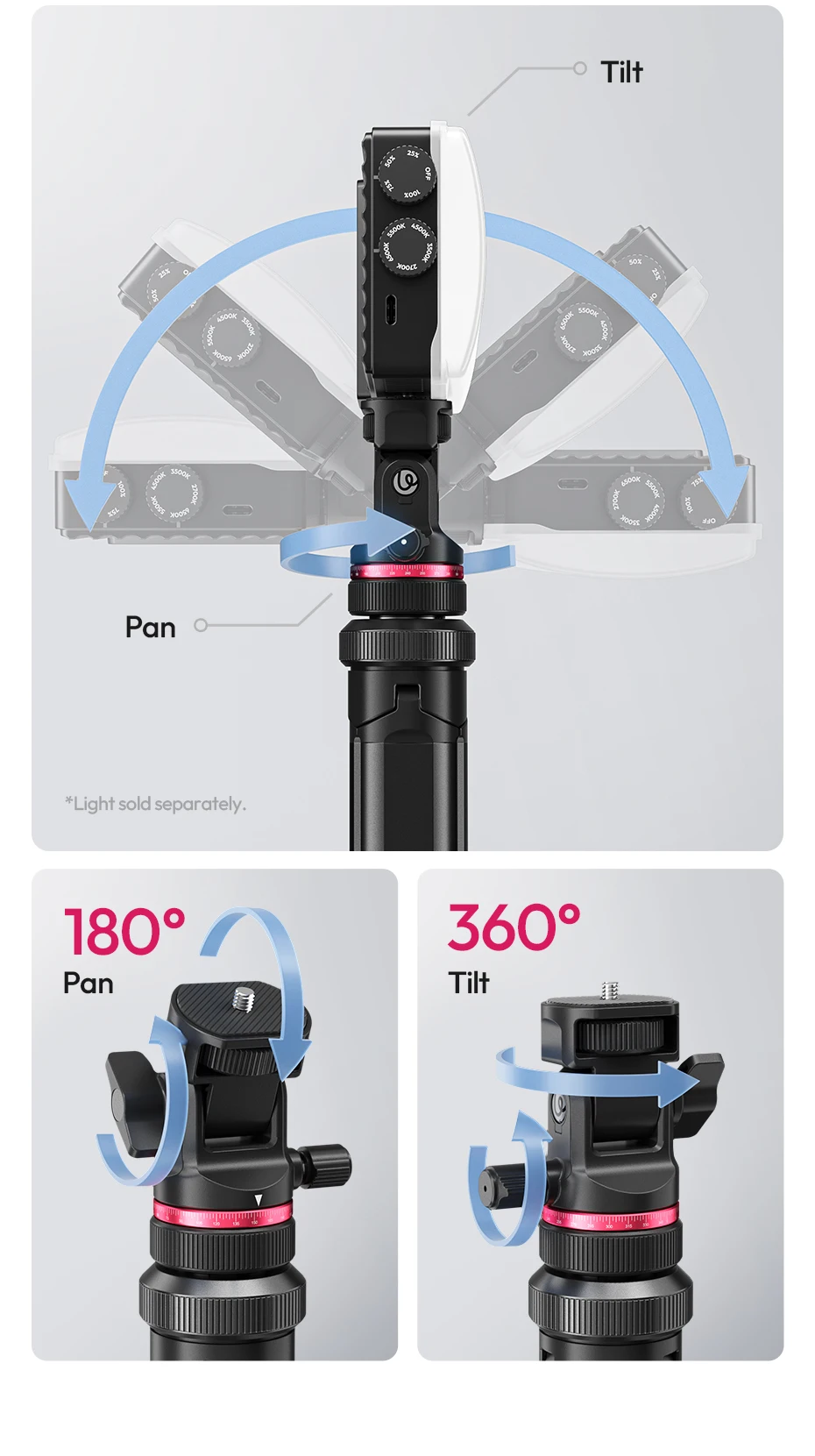 Auto-Open Tripod 2M Ground Tripod Light Stand Selfie for Camera Smartphone Video