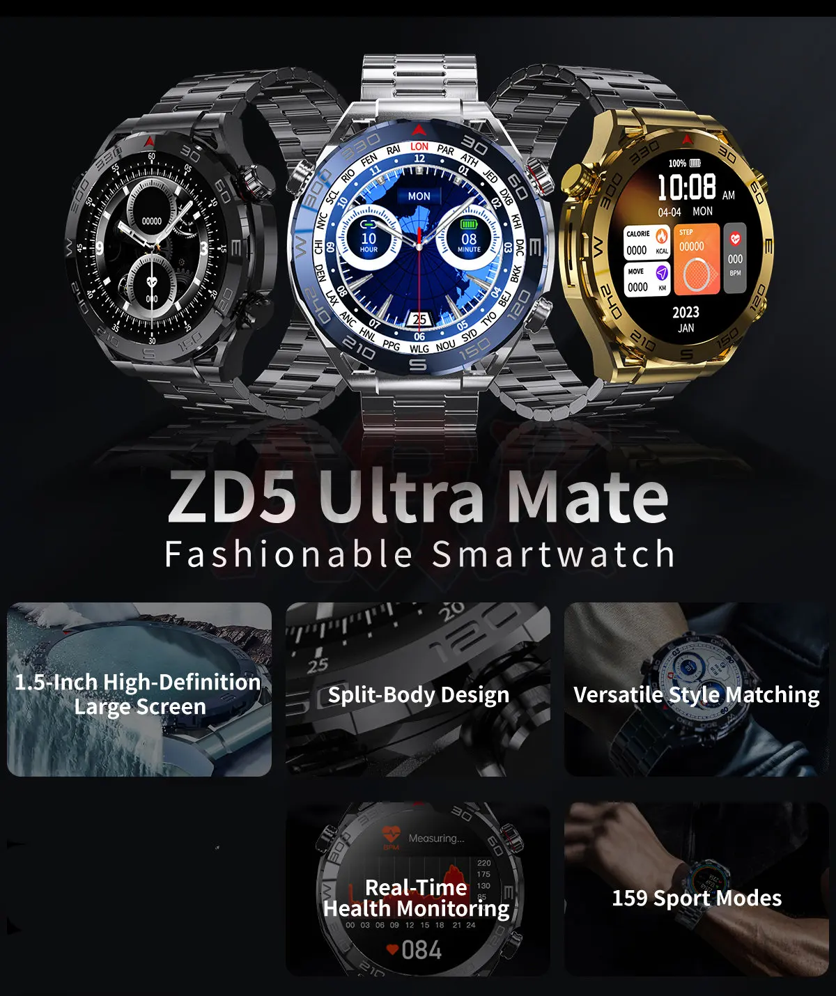 

Original ZD5 Ultra Mate Smart Watch Men NFC Bluetooth Call 485*485 HD Screen Smartwatch Women for OPPO Xiaomi PK GT3 Pro DT3 Max