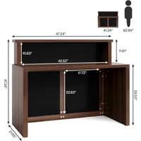 Reception Desk with Counter, 47 Inch Small Reception Room Table, Front Desk for Office, Retail Checkout Counter for Lobby, Salon 2