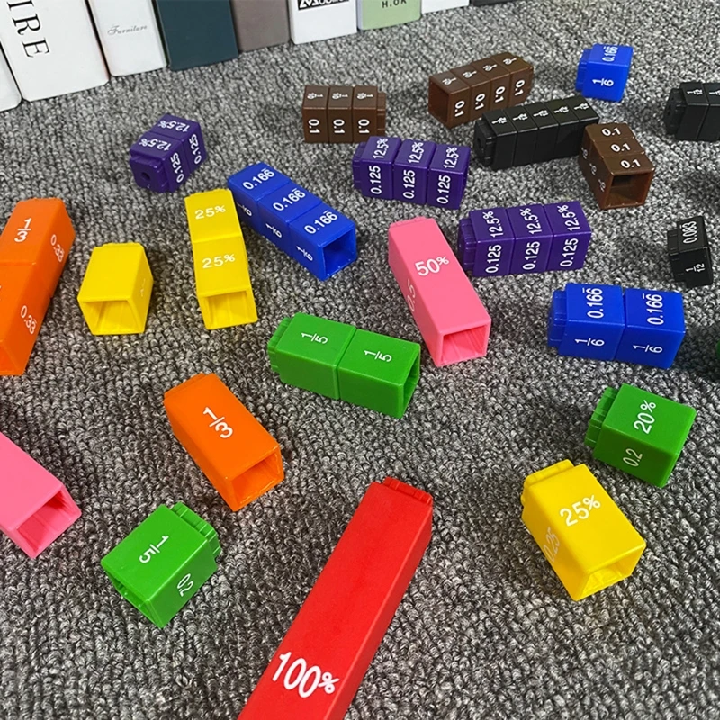 8.7x7.5x2" Math Fraction Tiles Primary School Kids Early Educational Study Toy Brain Training Necessary Math Tool