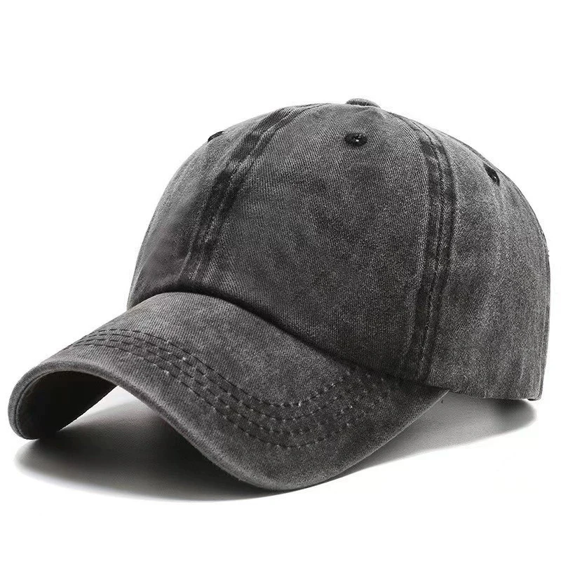 Boné de Beisebol Jeans Lavado Unissex Vintage Hip Hop Cor Sólida Casual Esportivo para Uso Externo