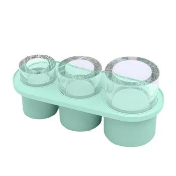 3-Grid Ice Cube Tray For Stanley 30/40 Oz Tumbler Cups Reusable Cylinder Silicone Ice Cube Molds With Lid For Drink Juice Coffee 3