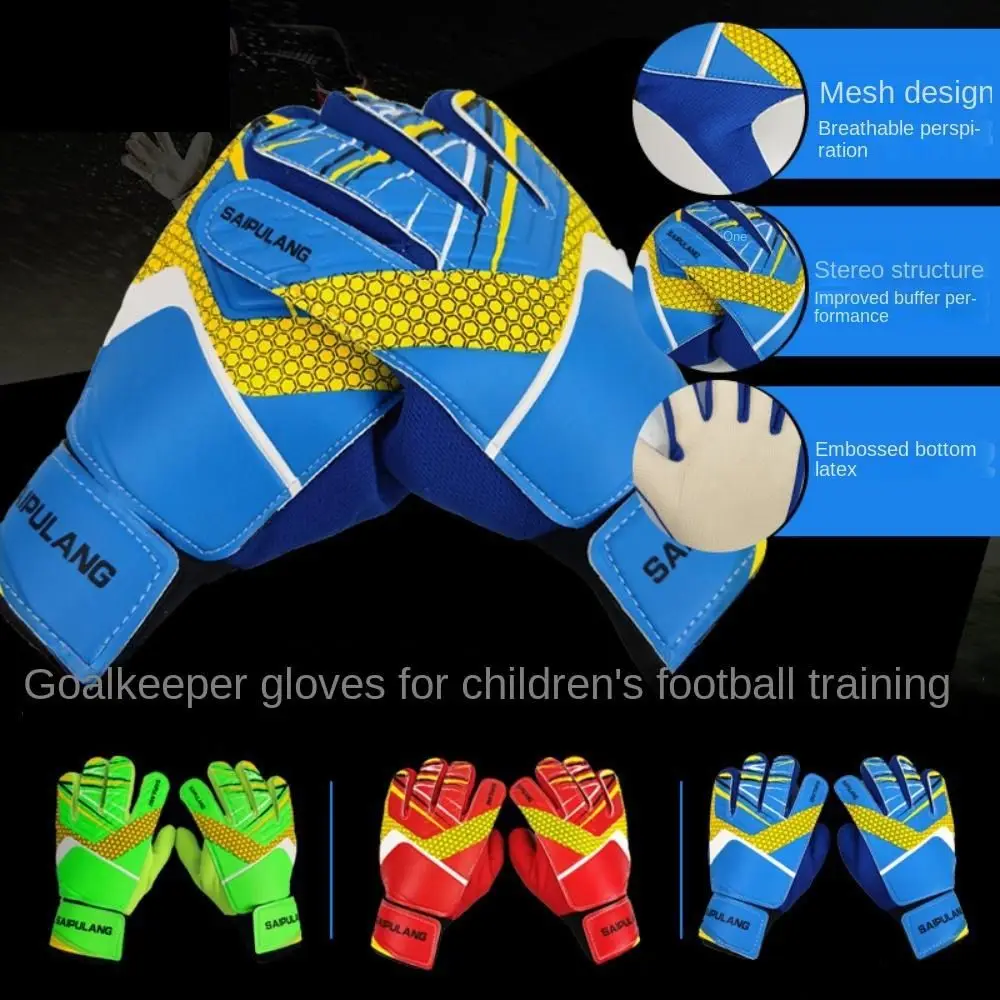 

1 Pair Protective Fingers Soccer Goalie Gloves Wear-Resistant Non-Slip Kids Football Goalie Gloves Cushioning Adjustable