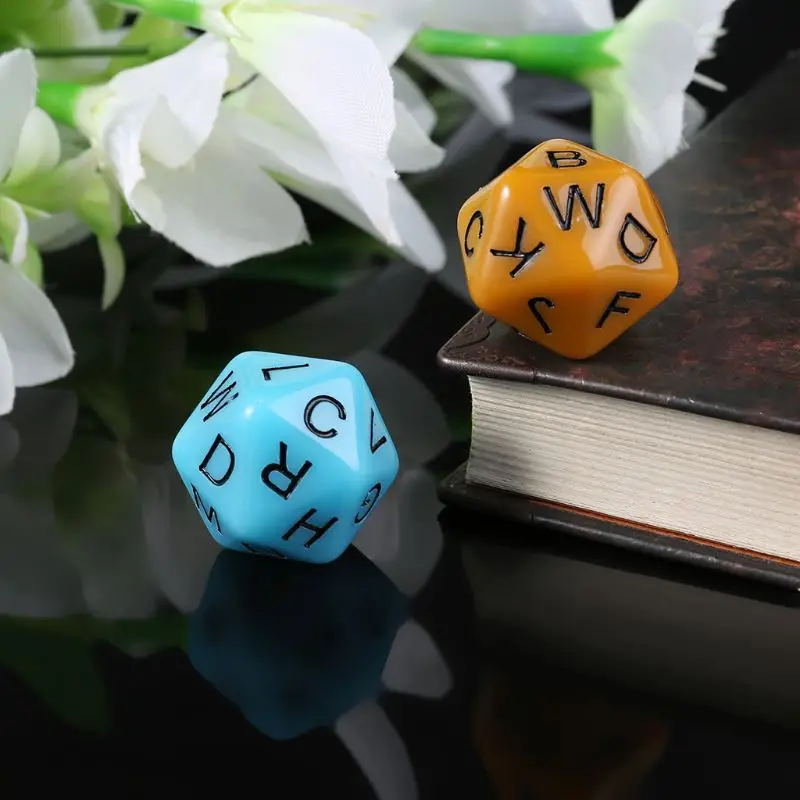 YD61 7pcs/set 20-Sided D20 English Alphabet Letters Dials Board Game Accessories For