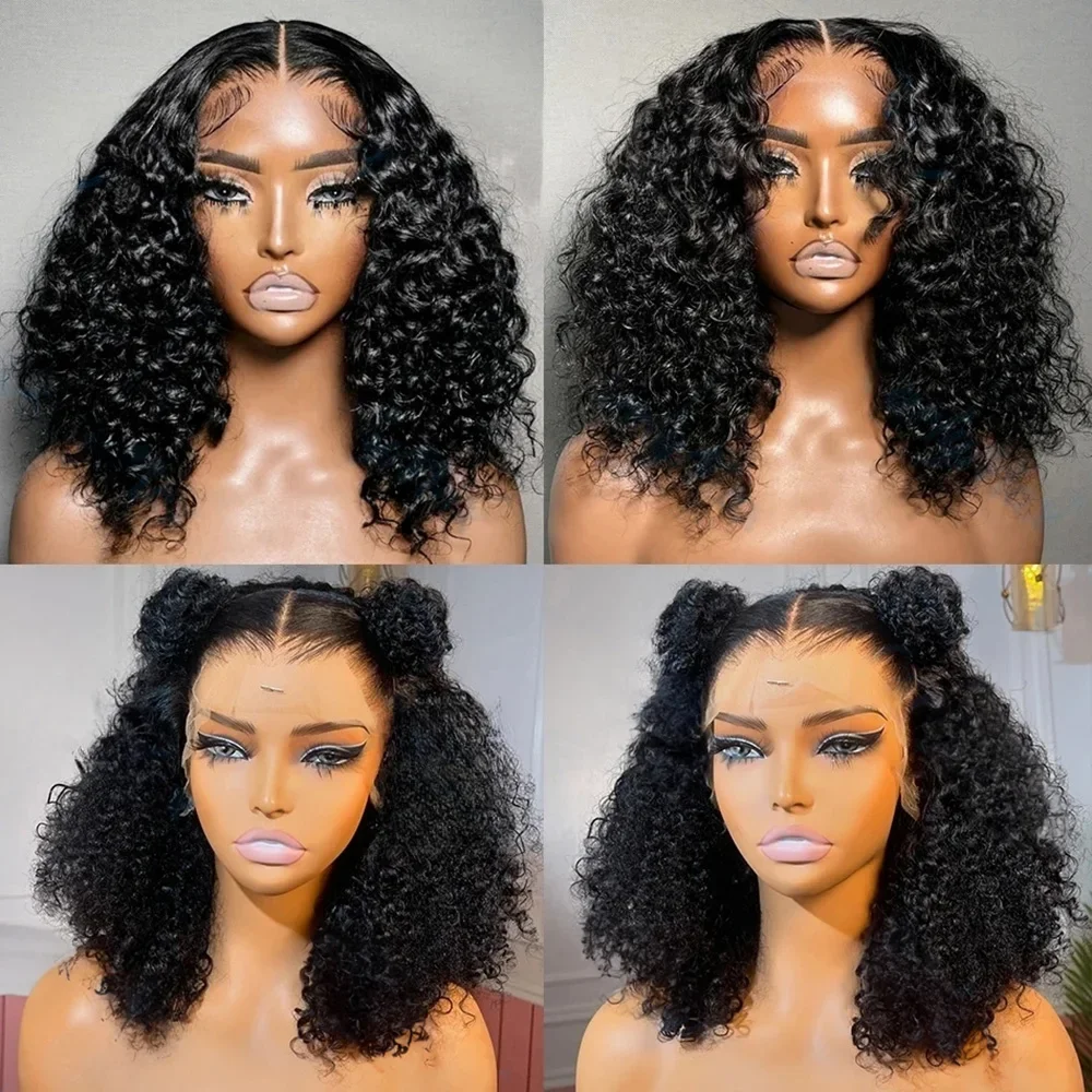 Glueless Bob Perücken aus Echthaar, gelockt, 7x5 13x4 Lace Front Echthaarperücke, 250 Dichte, 13x6 HD Deep Wave Lace Frontal Perücke, sofort tragbar – Detail 7