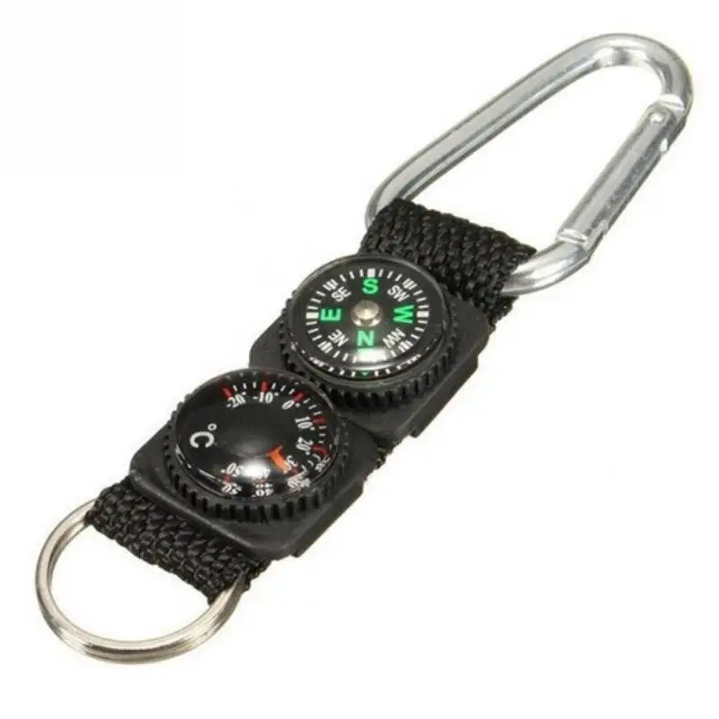 Camping Outdoor Tools Multi Compasses Pointer Mini Keychain Metal Climbing Thermometer Compass Key Hook