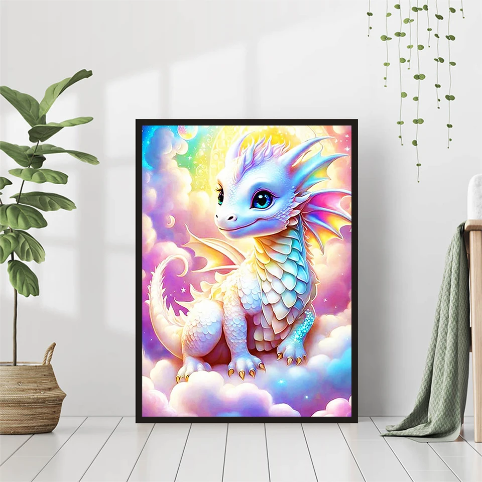 Evershine 드래곤 다이아몬드 자수 동물 AB 드릴 키트, 모조 다이아몬드 그림, 모자이크 판타지 벽 장식, 거실