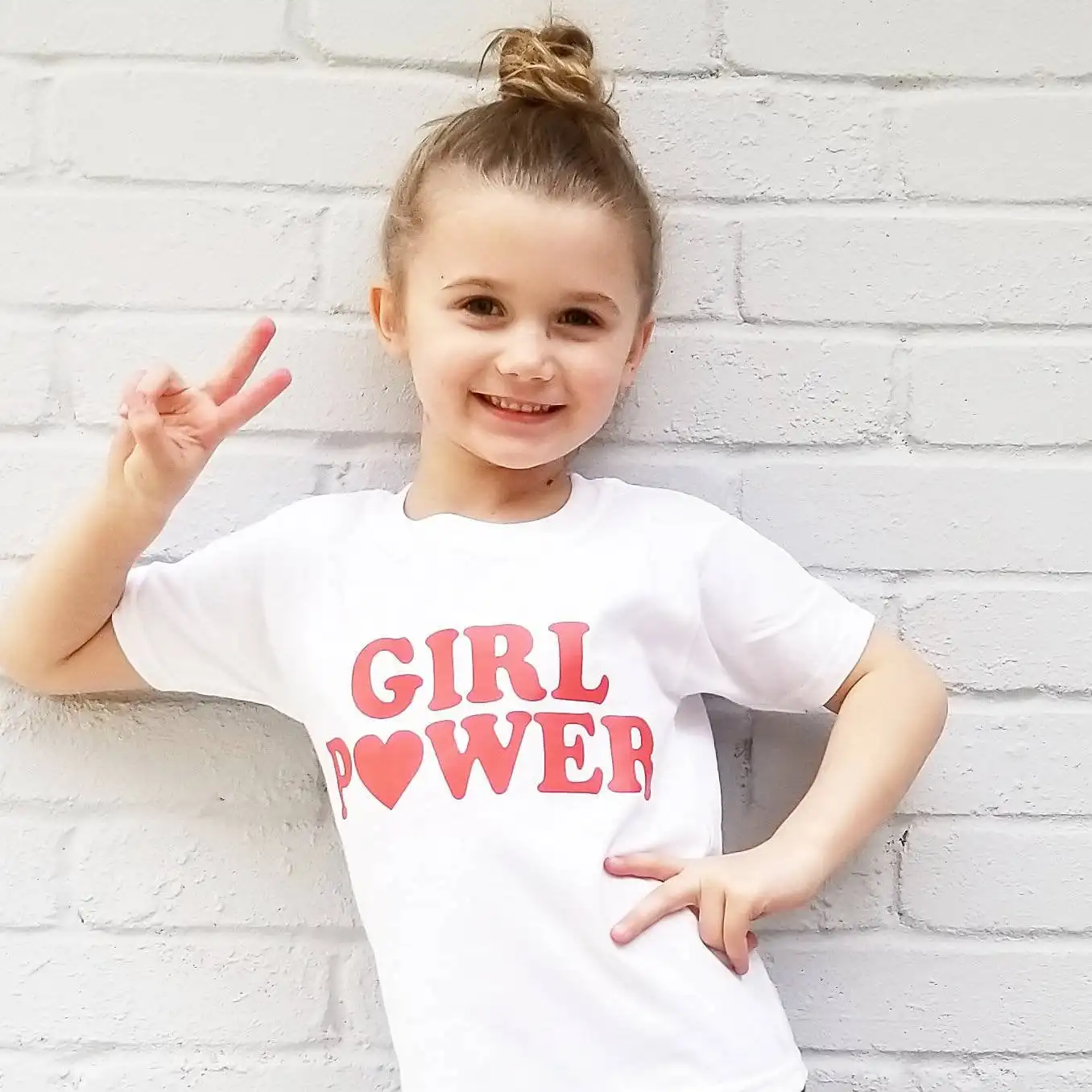 

Girl Power Kids Tshirts Kids Casual Tops Clothes T-shirts For Girls Summer Short Sleeve Female Fashion Tee Shirt Toddler